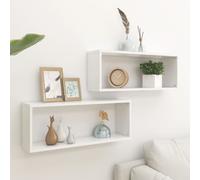 Vidaxl Étagères Murales Cube 2 Pcs Blanc 60x15x23 Cm Bois D'ingénierie Blanc