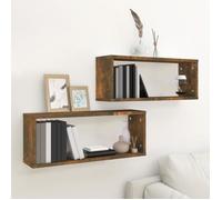 vidaXL Étagères murales cube 2 pcs Chêne fumé 60x15x23 cm Bois 815924