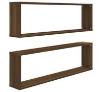 Vidaxl Étagères Murales Cube 2 Pcs Chêne Marron 100x15x30 Cm Bois Marron
