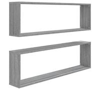 vidaXL Étagères murales Cube 2 pcs Sonoma Gris 100x15x30 cm Bois