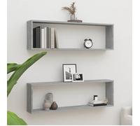 vidaXL Étagères murales Cube 2 pcs Sonoma Gris 100x15x30 cm Bois