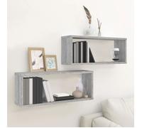 vidaXL Étagères murales cube 2 pcs Sonoma gris 60x15x23 cm Bois 815927