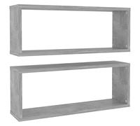 vidaXL Étagères Murales Cube 2 pcs, Supports Suspendus, Tablettes Flottantes, Meubles de Salon Salle de Séjour, Gris Béton Bois d'Ingénierie