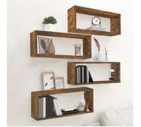 vidaXL Étagères murales cube 4 pcs Chêne fumé 60x15x23 cm Bois 815925