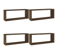vidaXL Étagères murales cube 4 pcs Chêne marron 60x15x23 cm Bois