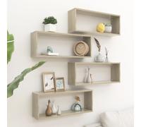 Vidaxl Étagères Murales Cube 4 Pcs Chêne Sonoma Bois D’Ingénierie Multicolore
