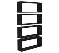 Vidaxl Étagères Cube Murales 4 Pcs Noir 60x15x23 Cm Aggloméré Noir