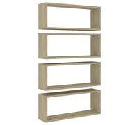 Vidaxl Étagères Murales Cube 4 Pcs Chêne Sonoma Bois D’Ingénierie Multicolore