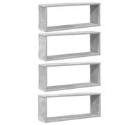 vidaXL Étagères Murales Cube 4 pcs, Supports Suspendus, Tablettes Flottantes, Meubles de Salon Salle de Séjour, Gris Béton Bois d'Ingénierie