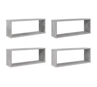 vidaXL Étagères Murales Cube 4 pcs, Supports Suspendus, Tablettes Flottantes, Meubles de Salon Salle de Séjour, Gris Béton Bois d'Ingénierie
