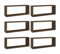 vidaXL Wandschappen kubus 6 st 60x15x23 cm bewerkt hout bruin eiken815932 Brun G