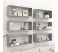 Vidaxl Étagères Murales Cube 6 Pcs Gris Béton Bois D'Ingénierie