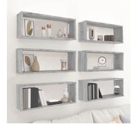 vidaXL Étagères murales cube Sonoma gris bois 6 pièces 60x15x23 cm