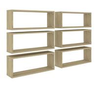 vidaXL Étagères Murales Cube 6 pcs, Supports Suspendus, Tablettes Flottantes, Meubles de Salon Salle de Séjour, Chêne Sonoma Bois d'Ingénierie