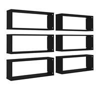 vidaXL Étagères Murales Cube 6 pcs, Supports Suspendus, Tablettes Flottantes, Meubles de Salon Salle de Séjour, Noir Bois d'Ingénierie