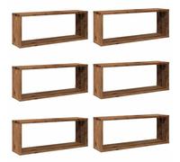 vidaXL Étagères murales Cube 6 pcs Vieux Bois 60x15x23 cm, Stockage en Forme de Cube, Organisateur en Forme de Cube, étagère Flottante
