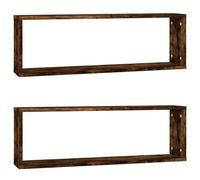 Vidaxl Étagères Murales Cubiques 2 Pcs Chêne Fumé 80x15x26,5 Cm Multicolore