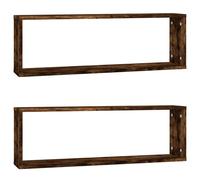 Vidaxl Étagères Murales Cubiques 2 Pcs Chêne Fumé 80x15x26,5 Cm Multicolore