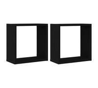 vidaXL Étagères murales cubiques Lot de 2 chêne Noir 30 x 15 x 30 cm Bois Composite