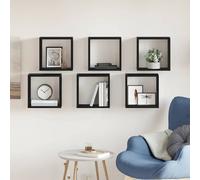 vidaXL Étagères murales cubiques lot de 6 chêne noir 30 x 15 x 30 cm bois composite