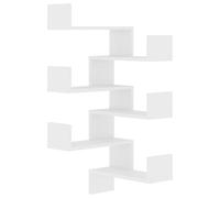 vidaXL Étagères Murales d'angle 2 pcs, Supports Suspendus, Tablettes Flottantes, Meubles de Salon Salle de Séjour Maison, Blanc Bois d'Ingénierie