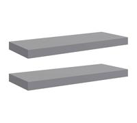 vidaXL Étagères murales flottantes 2x avec supports muraux Gris 60x23,5x3,8 cm MDF