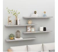 vidaXL Étagères murales flottantes 4 pcs Gris béton 120x23,5x3,8cm MDF
