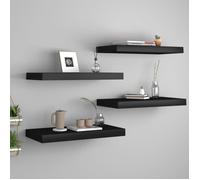 vidaXL Étagères murales flottantes 4 pcs Noir 50x23x3,8 cm MDF