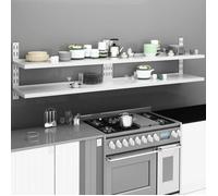 vidaXL Étagères murales flottantes 2x à 2 niveaux suspendues Cuisine intérieure Acier inox 240x30 cm