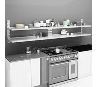 Vidaxl Étagères Murales Flottantes À 2 Niveaux 2 Pcs Inox 300x30 Cm