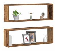 vidaXL Étagères Murales Montage Mural 2 pc Bois Ancien 80 x 15 x 26 cm | Un look moderne qui s'adapte à n'importe quel coin de votre chez-vous, Optimise efficacement l'espace sur vos murs,