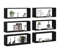 vidaXL Étagères Murales Montage Mural 6 pc Chêne Noir 60 x 15 x 23 cm
