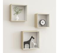 vidaXL Étagères murales sous forme de cube 3 pcs Blanc et chêne sonoma