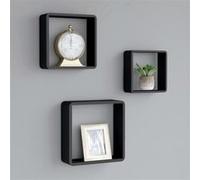 vidaXL Etagères Murales sous Forme de Cube 3 pcs Etagères Flottantes Etagères Suspendues Organisateur Unité Murale Intérieur Noir MDF Noir G