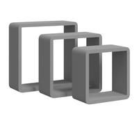 vidaXL Étagères murales en forme de cube 3 pcs flottantes et suspendues Gris MDF