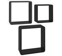 vidaXL Etagères Murales sous Forme de Cube 3 pcs Etagères Flottantes Etagères Suspendues Organisateur Unité Murale Intérieur Noir MDF Noir G