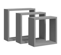 vidaXL Etagères Murales sous Forme de Cube 3 pcs Etagères Suspendues Etagères Flottantes Organisateur Unité Murale Intérieur Gris MDF