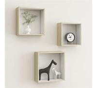 vidaXL Etagères Murales sous Forme de Cube 3 pcs Etagères Suspendues Etagères Flottantes Salon Salle de Séjour Maison Intérieur Blanc et Chêne Sonoma 326720 Blanc G