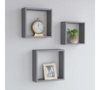 Vidaxl Étagères Murales Sous Forme De Cube 3 Pcs Gris Mdf Gris