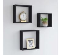 vidaXL Étagères murales sous forme de cube 3 pcs Noir MDF