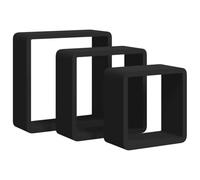 vidaXL Étagères murales en forme de cube – 3 pcs, MDF noir, flottantes pour intérieur