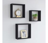 Vidaxl Étagères Murales Sous Forme De Cube 3 Pcs Noir Mdf Noir