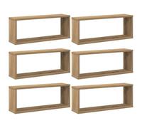 vidaXL Étagères murales sous Forme de Cube 6 pcs chêne Artisanal, Stockage en Forme de Cube, Organisateur en Forme de Cube, étagère Flottante
