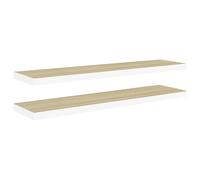 vidaXL Étagères suspendues 2 pcs. Aspect chêne et blanc 120x23,5x3,8 cm MDF