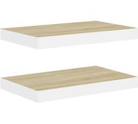 vidaXL Étagères suspendues 2 pcs. Aspect chêne et blanc 40x23x3,8 cm MDF