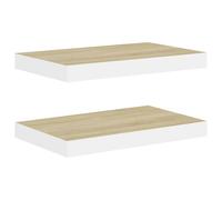 vidaXL Étagères suspendues 2 pcs. Aspect chêne et blanc 50x23x3,8 cm MDF