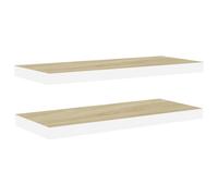 vidaXL Étagères suspendues 2 pcs. Aspect chêne et blanc 60x23,5x3,8 cm MDF