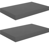 vidaXL Étagères suspendues 2 pcs. Gris brillant 40x23x3,8 cm MDF