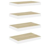vidaXL Étagères suspendues 4 pcs. Aspect chêne et blanc 50x23x3,8 cm MDF