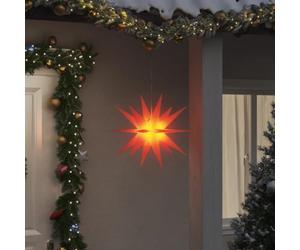 vidaXL Étoile de Moravie avec LED Pliable, Lumière d'Étoile de Noël Suspendue, Décoration Lumineuse de Noël Intérieur Extérieur, Moderne, Rouge 43 cm